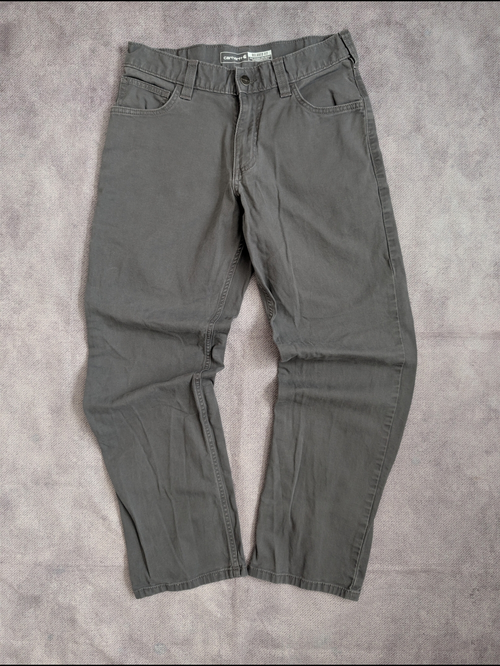 Carhartt Rugged Flex Relaxed Fit Grey Canvas Work Pants Size 30x30